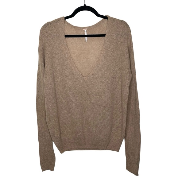 Free People Brown Alpaca Wool Blend V-Neck Sweater - Picture 2 of 11